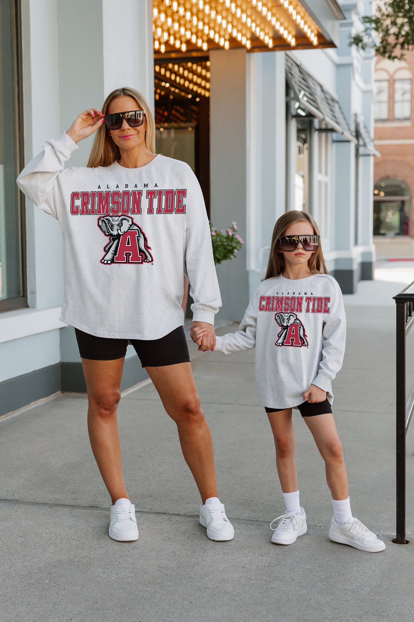 ALABAMA CRIMSON TIDE BIG GOALS KIDS DROP SHOULDER LONG SLEEVE TEE WITH RIBBED NECKLINE AND CUFFS