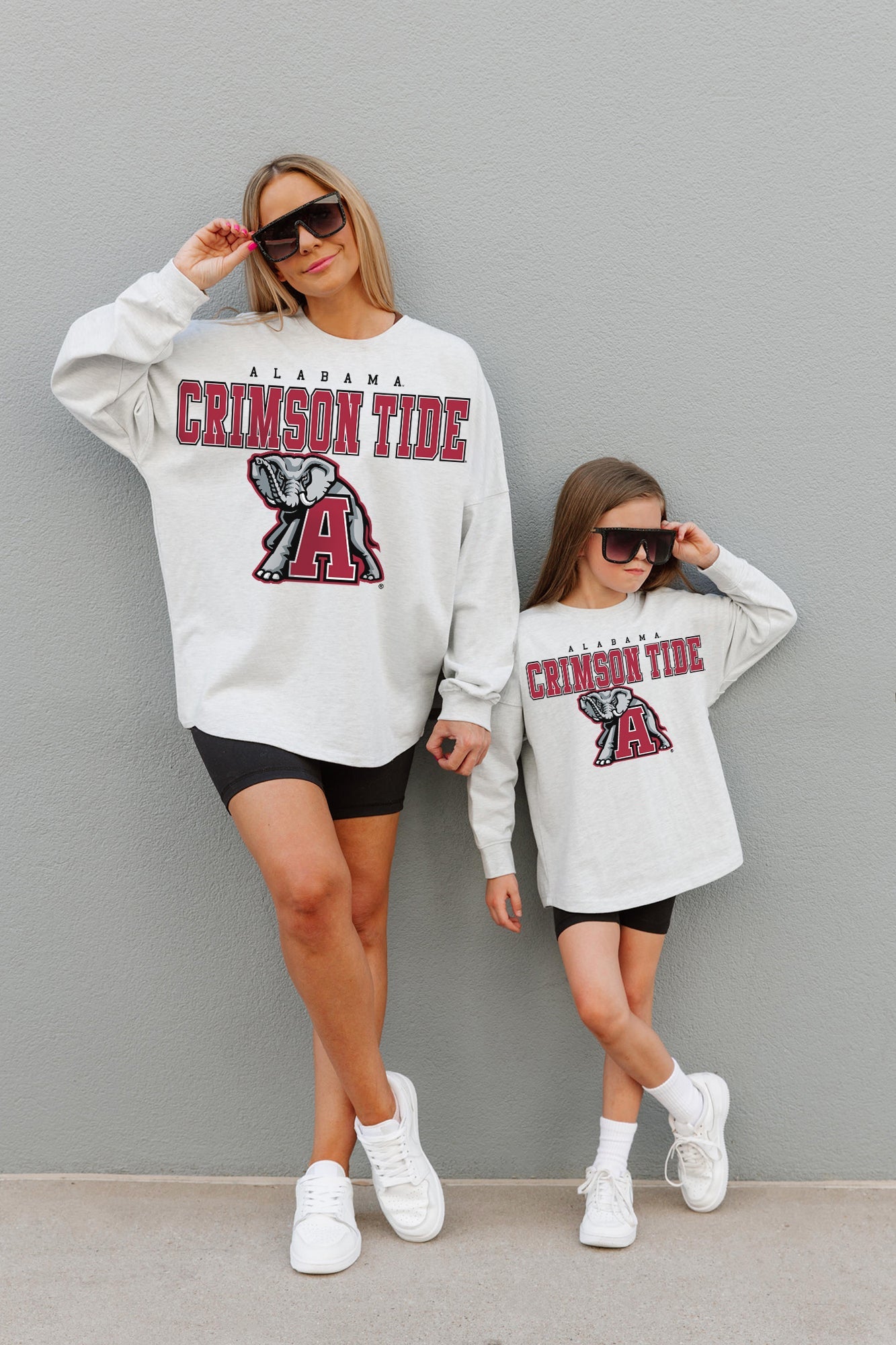 ALABAMA CRIMSON TIDE BIG GOALS KIDS DROP SHOULDER LONG SLEEVE TEE WITH RIBBED NECKLINE AND CUFFS