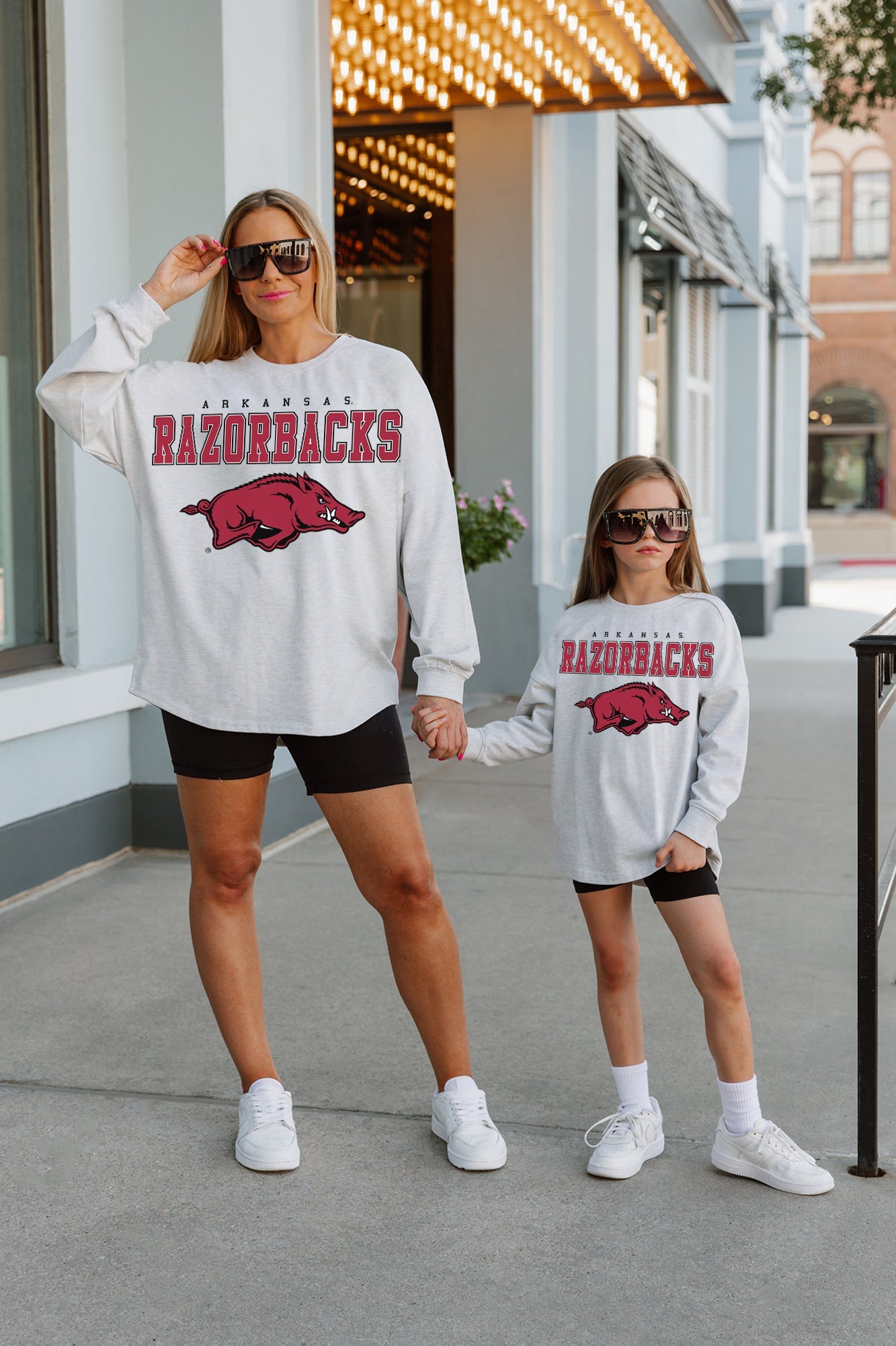 ARKANSAS RAZORBACKS BIG GOALS KIDS DROP SHOULDER LONG SLEEVE TEE WITH RIBBED NECKLINE AND CUFFS