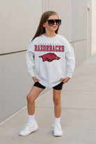 ARKANSAS RAZORBACKS BIG GOALS KIDS DROP SHOULDER LONG SLEEVE TEE WITH RIBBED NECKLINE AND CUFFS