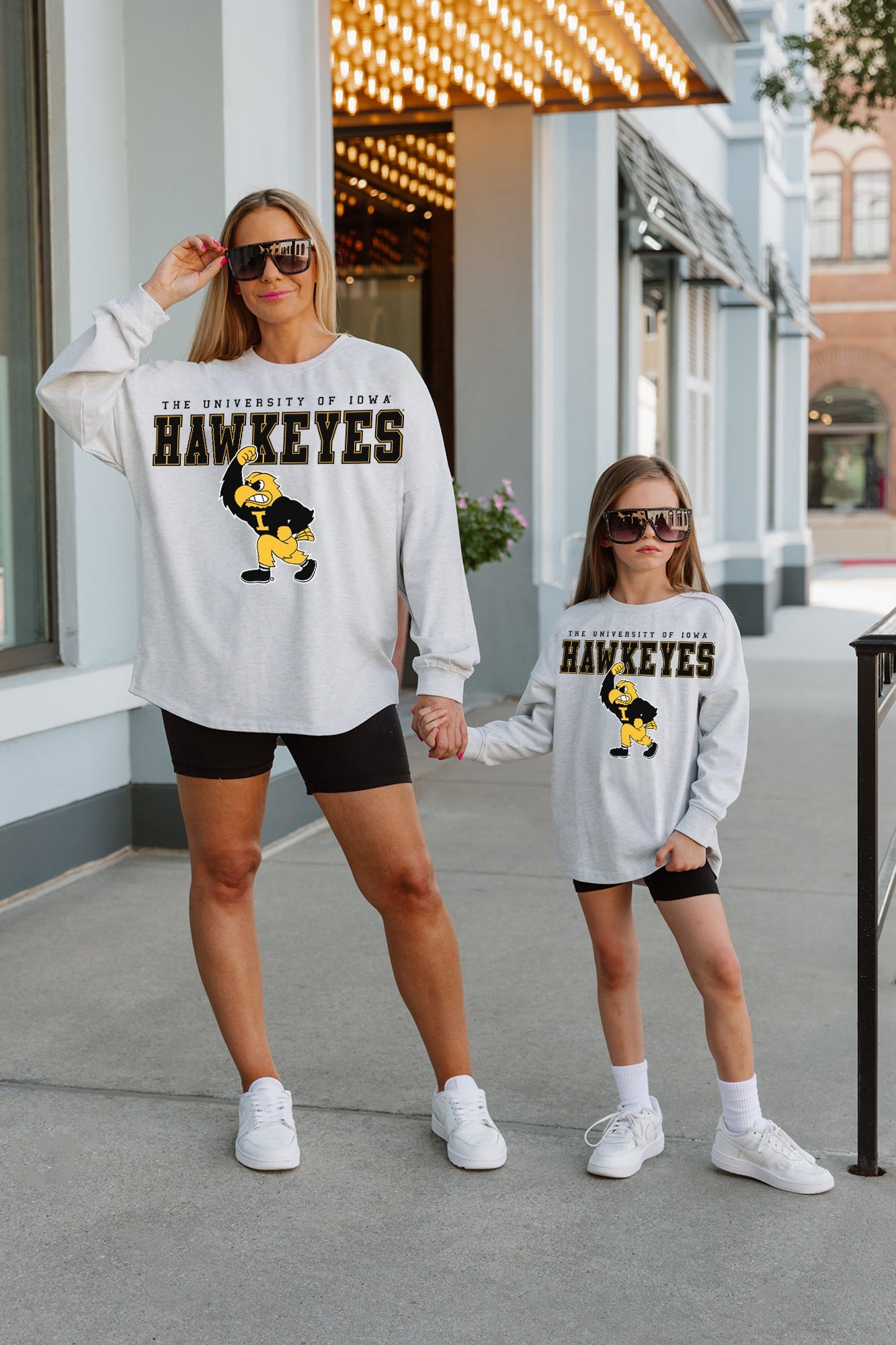 IOWA HAWKEYES BIG GOALS KIDS DROP SHOULDER LONG SLEEVE TEE WITH RIBBED NECKLINE AND CUFFS