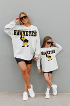 IOWA HAWKEYES BIG GOALS KIDS DROP SHOULDER LONG SLEEVE TEE WITH RIBBED NECKLINE AND CUFFS