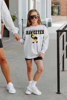 IOWA HAWKEYES BIG GOALS KIDS DROP SHOULDER LONG SLEEVE TEE WITH RIBBED NECKLINE AND CUFFS