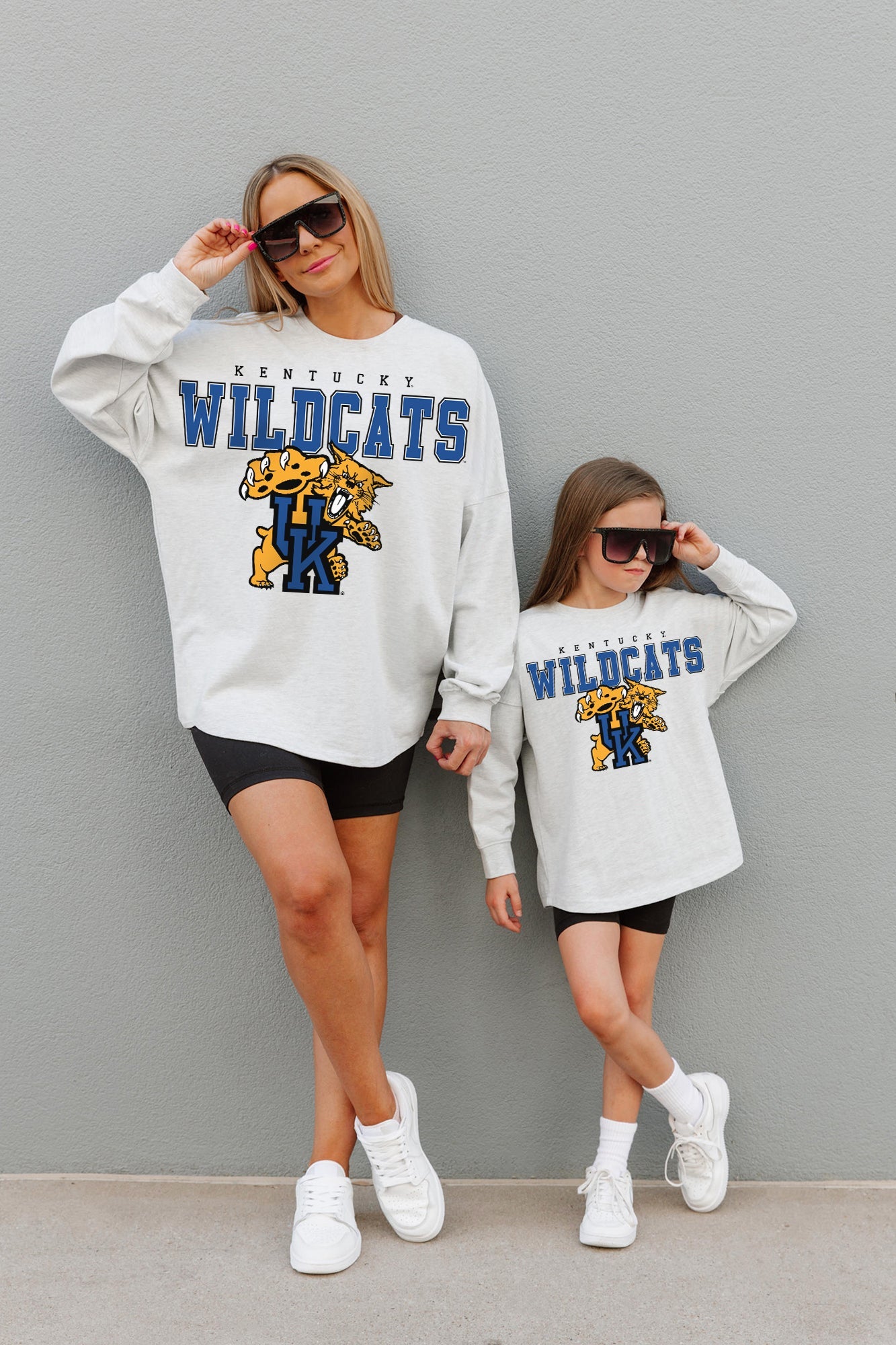 KENTUCKY WILDCATS BIG GOALS KIDS DROP SHOULDER LONG SLEEVE TEE WITH RIBBED NECKLINE AND CUFFS