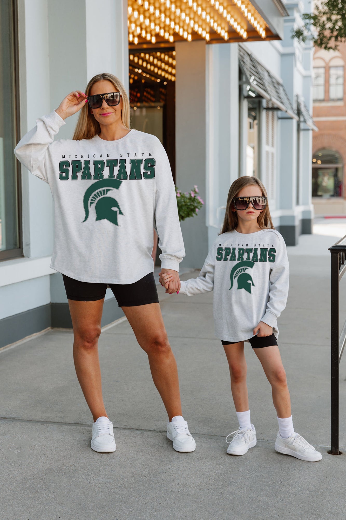 MICHIGAN STATE SPARTANS BIG GOALS KIDS DROP SHOULDER LONG SLEEVE TEE WITH RIBBED NECKLINE AND CUFFS