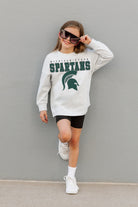 MICHIGAN STATE SPARTANS BIG GOALS KIDS DROP SHOULDER LONG SLEEVE TEE WITH RIBBED NECKLINE AND CUFFS