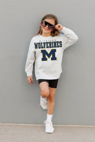 MICHIGAN WOLVERINES BIG GOALS KIDS DROP SHOULDER LONG SLEEVE TEE WITH RIBBED NECKLINE AND CUFFS