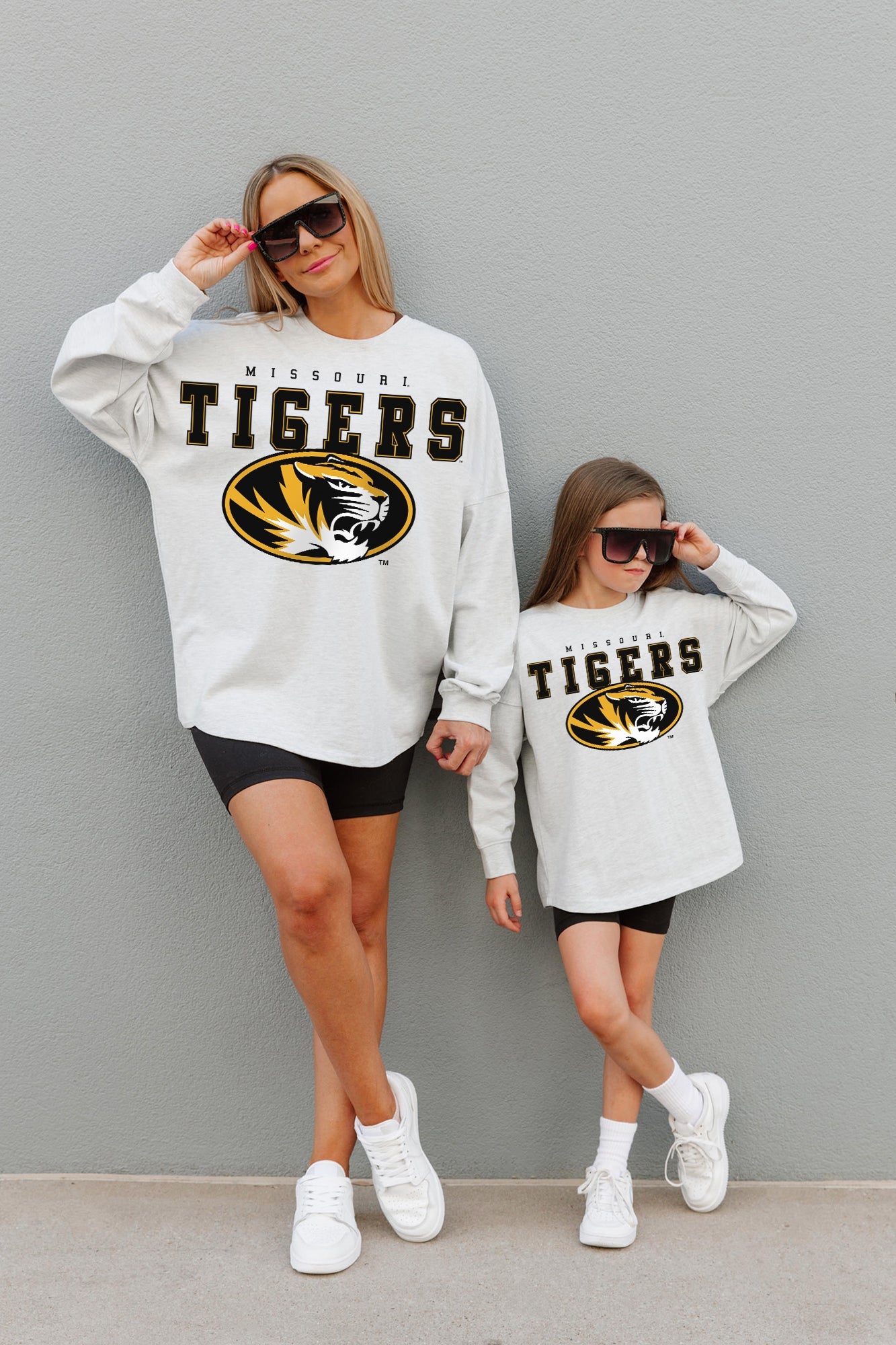 MISSOURI TIGERS BIG GOALS KIDS DROP SHOULDER LONG SLEEVE TEE WITH RIBBED NECKLINE AND CUFFS