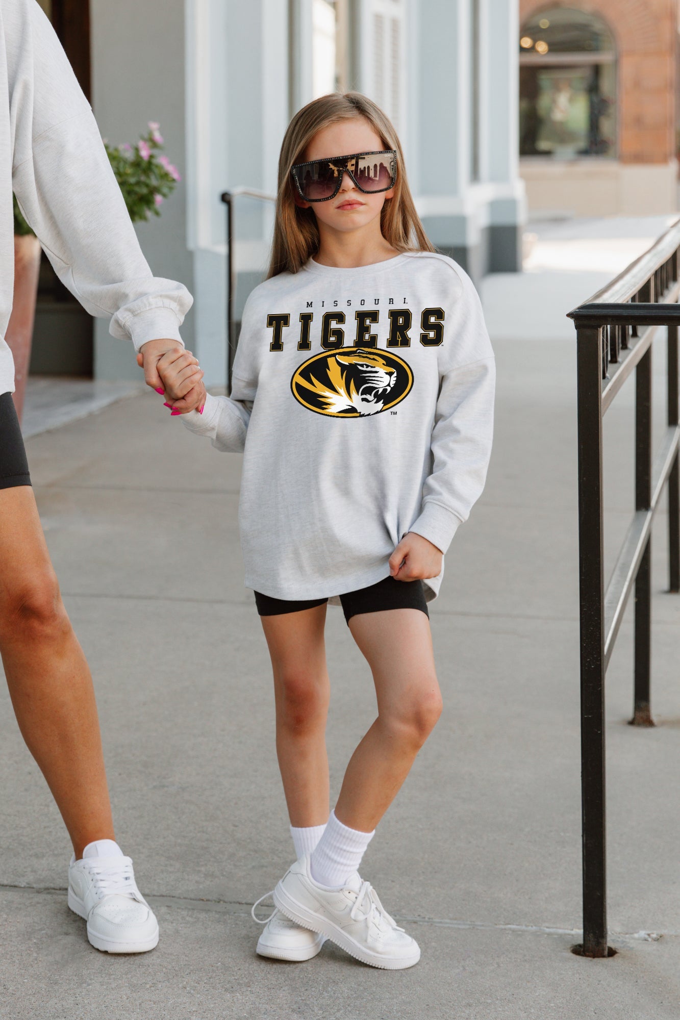 MISSOURI TIGERS BIG GOALS KIDS DROP SHOULDER LONG SLEEVE TEE WITH RIBBED NECKLINE AND CUFFS