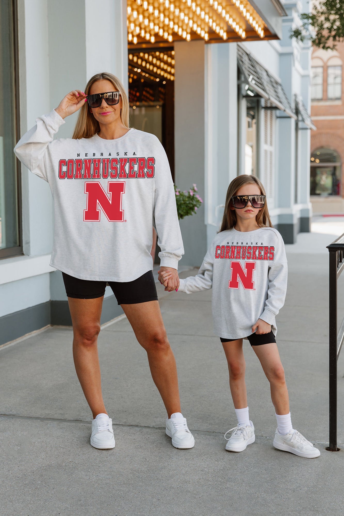 NEBRASKA CORNHUSKERS BIG GOALS KIDS DROP SHOULDER LONG SLEEVE TEE WITH RIBBED NECKLINE AND CUFFS