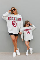 OKLAHOMA SOONERS BIG GOALS KIDS DROP SHOULDER LONG SLEEVE TEE WITH RIBBED NECKLINE AND CUFFS