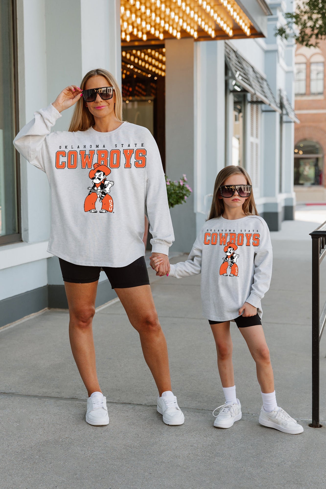 OKLAHOMA STATE COWBOYS BIG GOALS KIDS DROP SHOULDER LONG SLEEVE TEE WITH RIBBED NECKLINE AND CUFFS