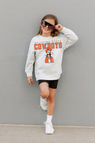 OKLAHOMA STATE COWBOYS BIG GOALS KIDS DROP SHOULDER LONG SLEEVE TEE WITH RIBBED NECKLINE AND CUFFS