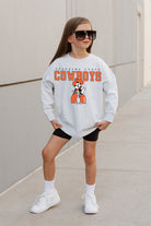 OKLAHOMA STATE COWBOYS BIG GOALS KIDS DROP SHOULDER LONG SLEEVE TEE WITH RIBBED NECKLINE AND CUFFS