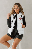 ALABAMA CRIMSON TIDE READY FOR IT HOODED SNAP PUFFER VEST WITH CONTRAST TRIM