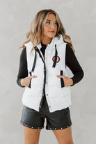 ALABAMA CRIMSON TIDE READY FOR IT HOODED SNAP PUFFER VEST WITH CONTRAST TRIM