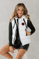 ARKANSAS RAZORBACKS READY FOR IT HOODED SNAP PUFFER VEST WITH CONTRAST TRIM