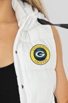 GREEN BAY PACKERS READY FOR IT HOODED SNAP PUFFER VEST WITH CONTRAST TRIM