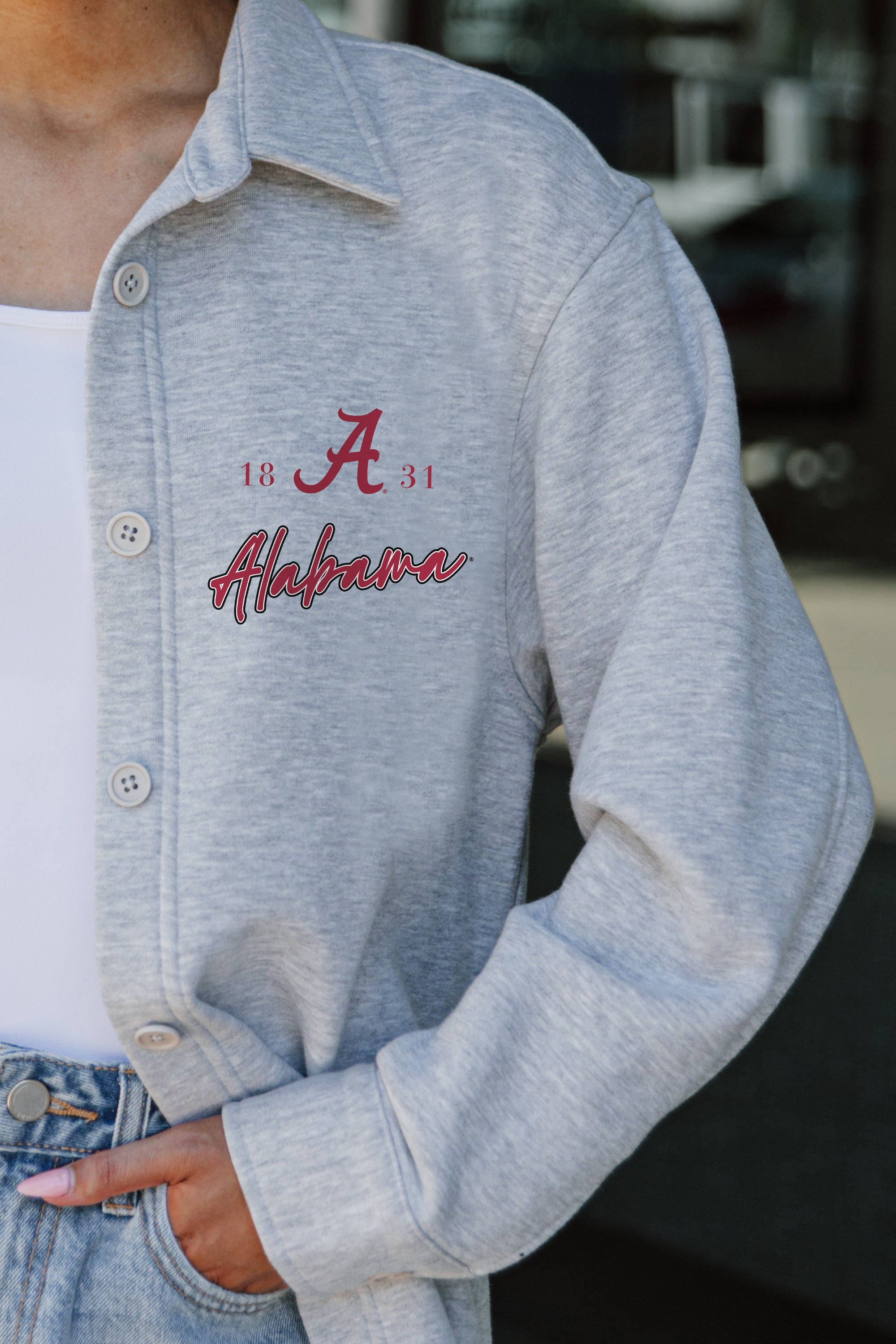 ALABAMA CRIMSON TIDE FOUNDATION SOFT, LONG SLEEVE COTTON-BLEND COLLARED OVERSHIRT WITH BUTTON CUFFS