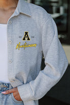 APPALACHIAN STATE MOUNTAINEERS FOUNDATION SOFT, LONG SLEEVE COTTON-BLEND COLLARED OVERSHIRT WITH BUTTON CUFFS