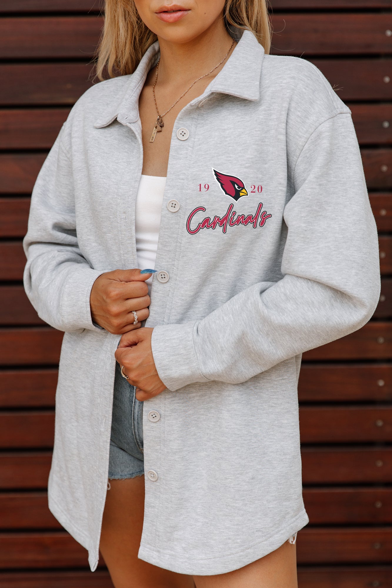 ARIZONA CARDINALS FOUNDATION SOFT, LONG SLEEVE COTTON-BLEND COLLARED OVERSHIRT WITH BUTTON CUFFS