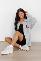 ARKANSAS RAZORBACKS WAY TO GO SOFT, LONG SLEEVE COTTON-BLEND COLLARED OVERSHIRT WITH BUTTON CUFFS BY MADI PREWETT TROUTT