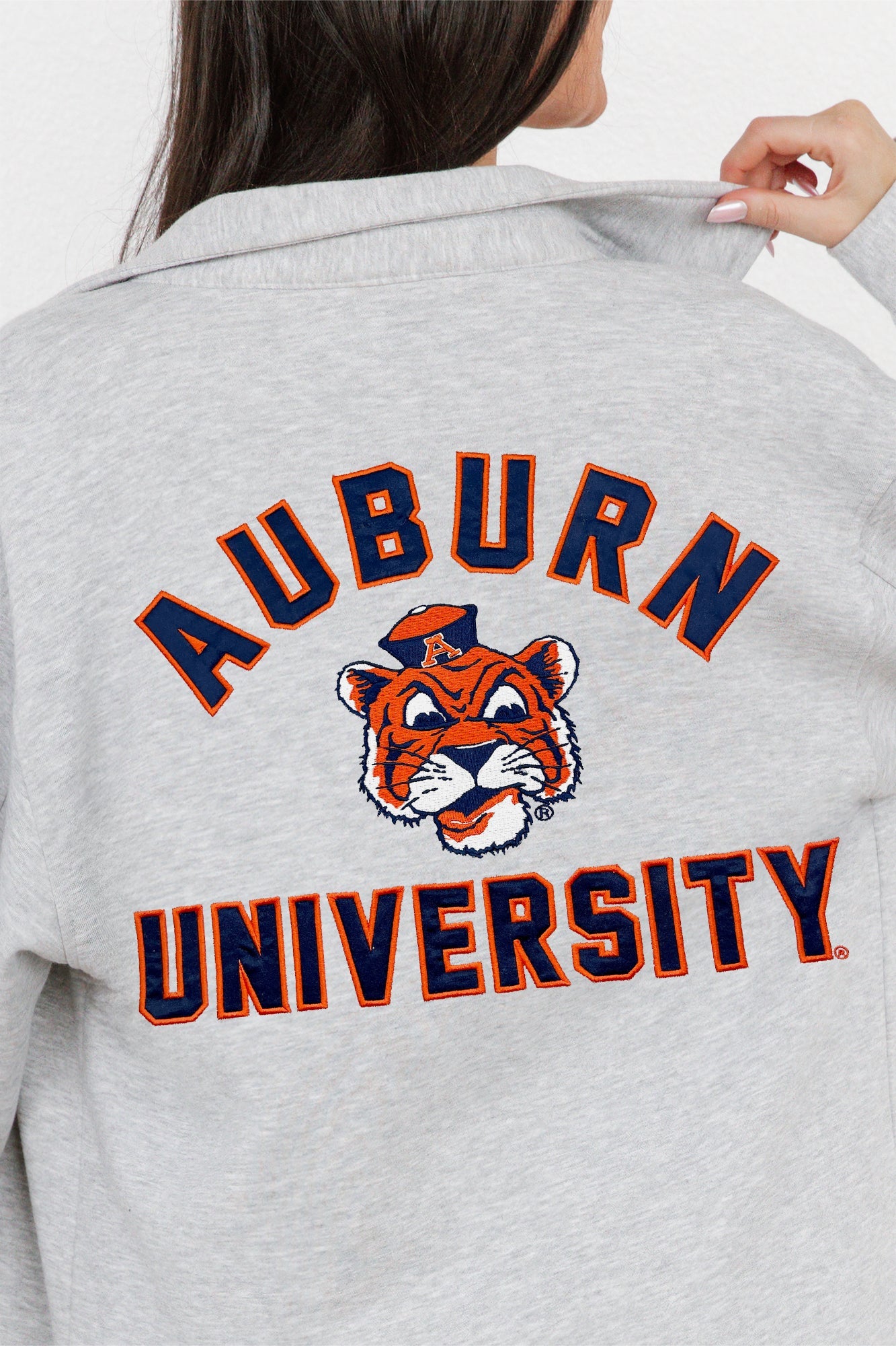 AUBURN TIGERS WAY TO GO SOFT, LONG SLEEVE COTTON-BLEND COLLARED OVERSHIRT WITH BUTTON CUFFS BY MADI PREWETT TROUTT