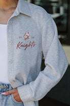 BELLARMINE KNIGHTS FOUNDATION SOFT, LONG SLEEVE COTTON-BLEND COLLARED OVERSHIRT WITH BUTTON CUFFS