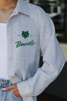 BINGHAMTON BEARCATS FOUNDATION SOFT, LONG SLEEVE COTTON-BLEND COLLARED OVERSHIRT WITH BUTTON CUFFS