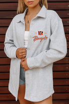 CINCINNATI BENGALS FOUNDATION SOFT, LONG SLEEVE COTTON-BLEND COLLARED OVERSHIRT WITH BUTTON CUFFS