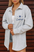 DALLAS COWBOYS FOUNDATION SOFT, LONG SLEEVE COTTON-BLEND COLLARED OVERSHIRT WITH BUTTON CUFFS