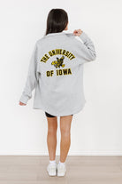 IOWA HAWKEYES WAY TO GO SOFT, LONG SLEEVE COTTON-BLEND COLLARED OVERSHIRT WITH BUTTON CUFFS BY MADI PREWETT TROUTT