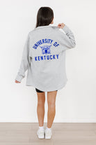 KENTUCKY WILDCATS WAY TO GO SOFT, LONG SLEEVE COTTON-BLEND COLLARED OVERSHIRT WITH BUTTON CUFFS BY MADI PREWETT TROUTT