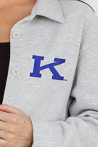 KENTUCKY WILDCATS WAY TO GO SOFT, LONG SLEEVE COTTON-BLEND COLLARED OVERSHIRT WITH BUTTON CUFFS BY MADI PREWETT TROUTT