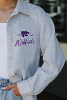 KANSAS STATE WILDCATS FOUNDATION SOFT, LONG SLEEVE COTTON-BLEND COLLARED OVERSHIRT WITH BUTTON CUFFS