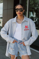 NEBRASKA CORNHUSKERS FOUNDATION SOFT, LONG SLEEVE COTTON-BLEND COLLARED OVERSHIRT WITH BUTTON CUFFS