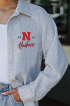 NEBRASKA CORNHUSKERS FOUNDATION SOFT, LONG SLEEVE COTTON-BLEND COLLARED OVERSHIRT WITH BUTTON CUFFS