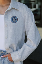 NEW YORK CITY FC MIDFIELD MAGIC SOFT, LONG SLEEVE COTTON-BLEND COLLARED OVERSHIRT WITH BUTTON CUFFS