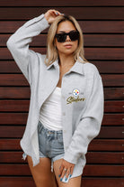 PITTSBURGH STEELERS FOUNDATION SOFT, LONG SLEEVE COTTON-BLEND COLLARED OVERSHIRT WITH BUTTON CUFFS