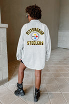 PITTSBURGH STEELERS WAY TO GO SOFT, LONG SLEEVE COTTON-BLEND COLLARED OVERSHIRT WITH BUTTON CUFFS