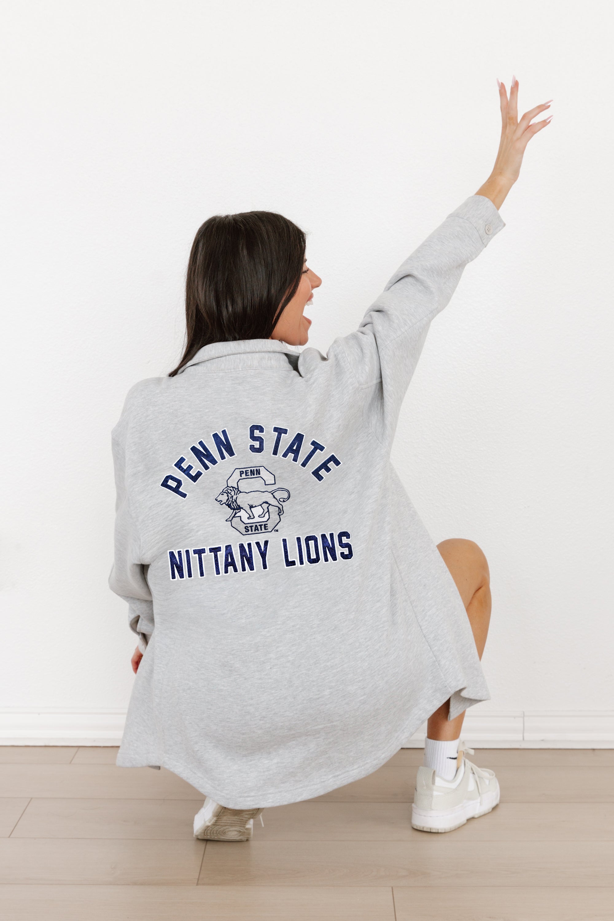 PENN STATE NITTANY LIONS WAY TO GO SOFT, LONG SLEEVE COTTON-BLEND COLLARED OVERSHIRT WITH BUTTON CUFFS BY MADI PREWETT TROUTT