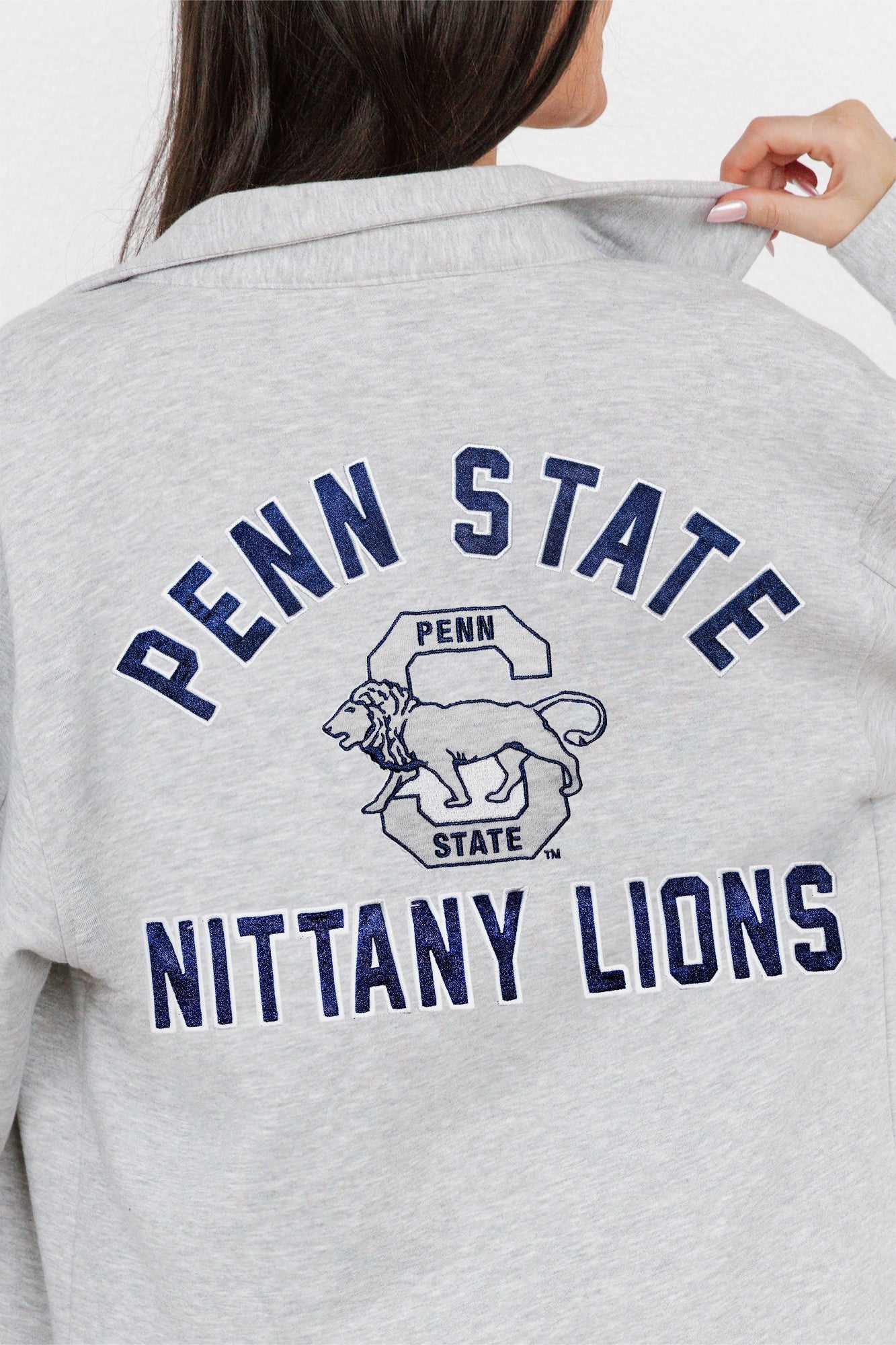 PENN STATE NITTANY LIONS WAY TO GO SOFT, LONG SLEEVE COTTON-BLEND COLLARED OVERSHIRT WITH BUTTON CUFFS BY MADI PREWETT TROUTT