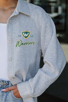 WAYNE STATE WARRIORS FOUNDATION SOFT, LONG SLEEVE COTTON-BLEND COLLARED OVERSHIRT WITH BUTTON CUFFS