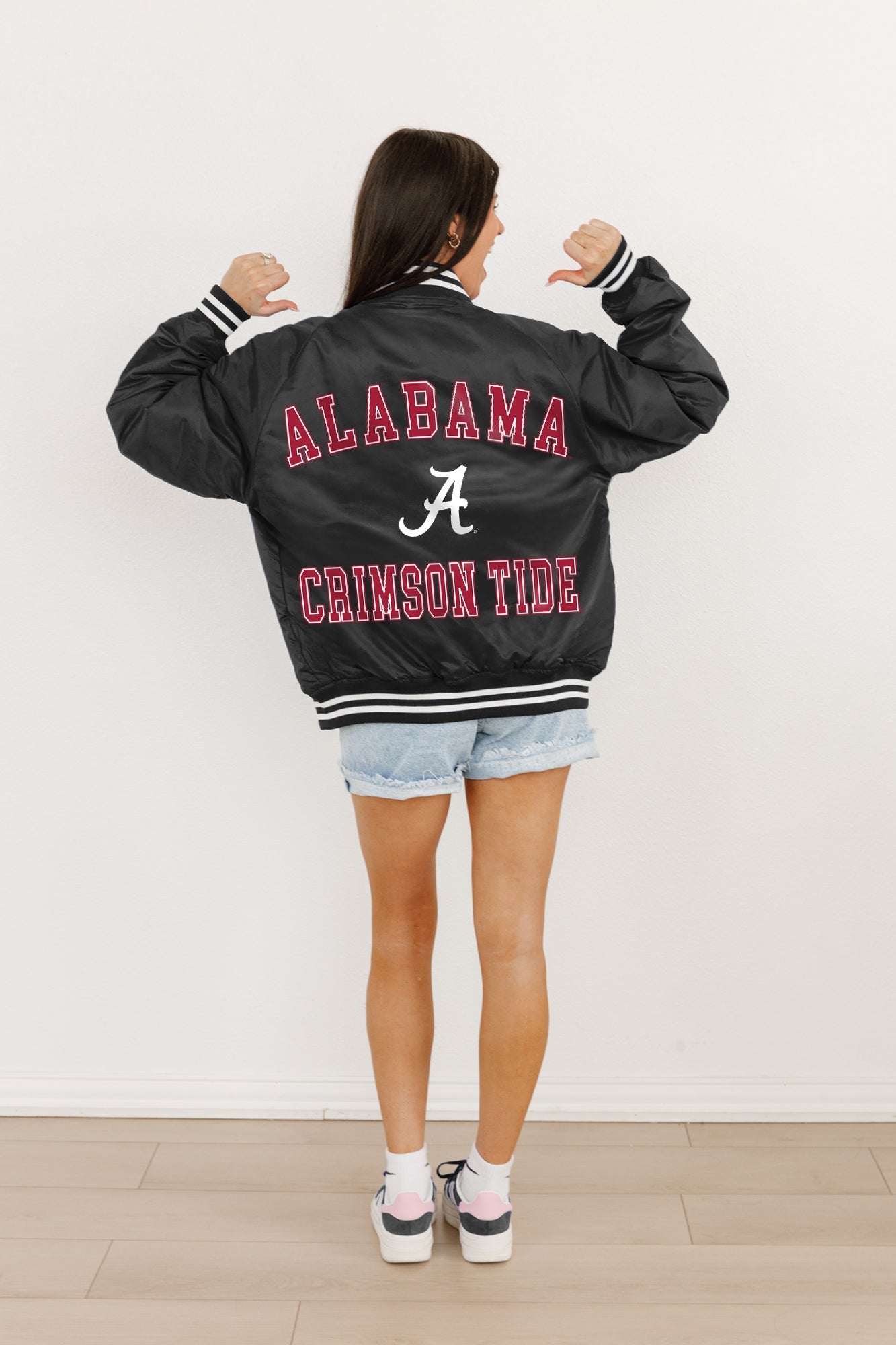 ALABAMA CRIMSON TIDE CHAMPION'S CLUB SPORT STRIPE VARSITY JACKET BY MADI PREWETT TROUTT