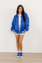 KENTUCKY WILDCATS CHAMPION'S CLUB SPORT STRIPE VARSITY JACKET BY MADI PREWETT TROUTT