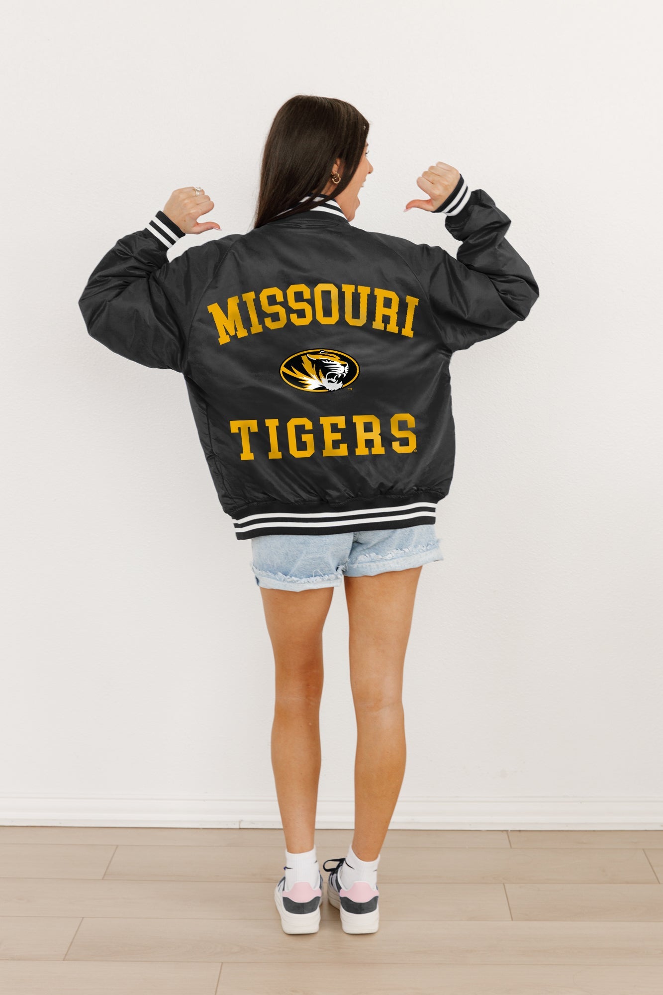 MISSOURI TIGERS CHAMPION'S CLUB SPORT STRIPE VARSITY JACKET BY MADI PREWETT TROUTT