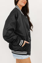 PURDUE BOILERMAKERS CHAMPION'S CLUB SPORT STRIPE VARSITY JACKET BY MADI PREWETT TROUTT