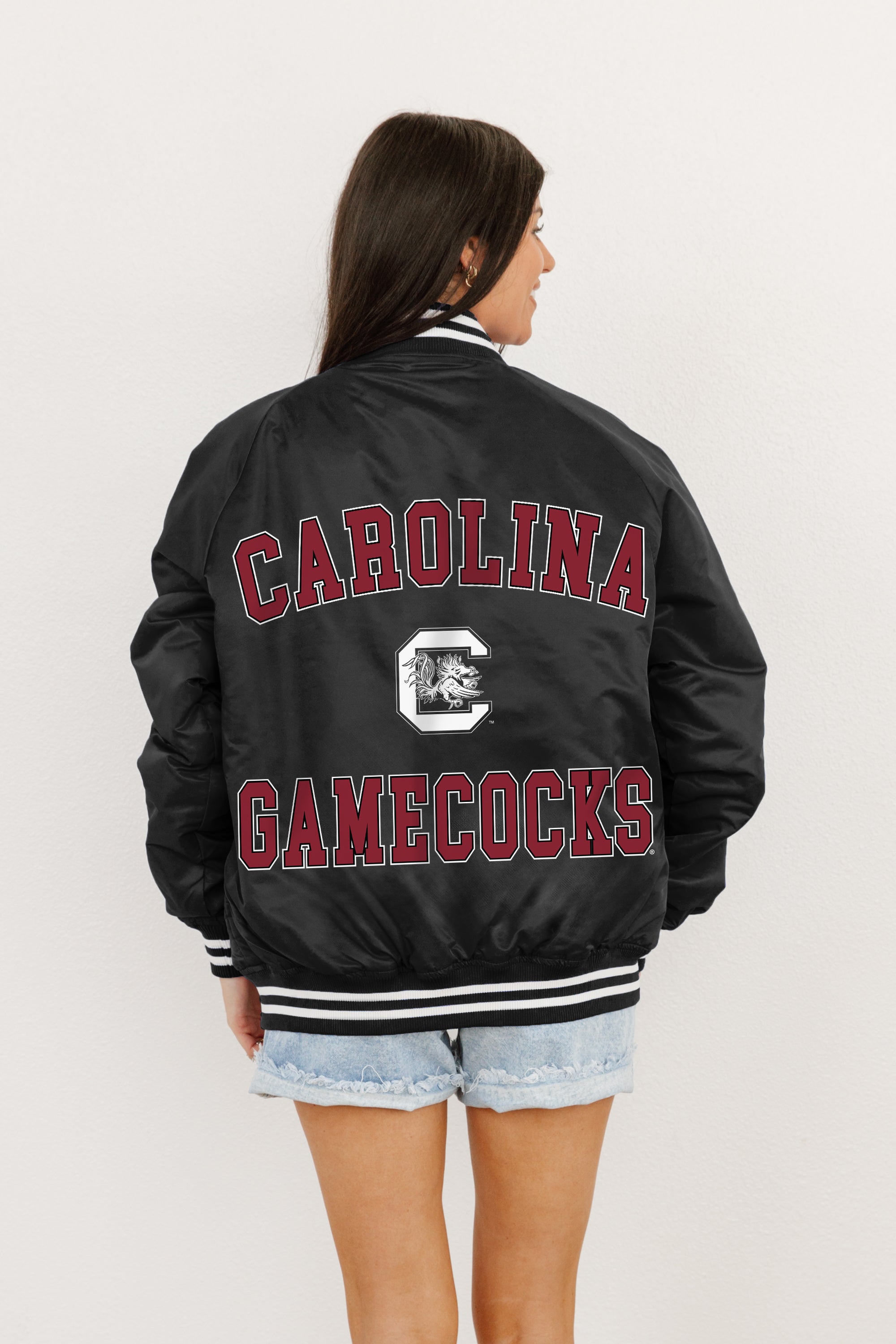 SOUTH CAROLINA GAMECOCKS CHAMPION'S CLUB SPORT STRIPE VARSITY JACKET BY MADI PREWETT TROUTT