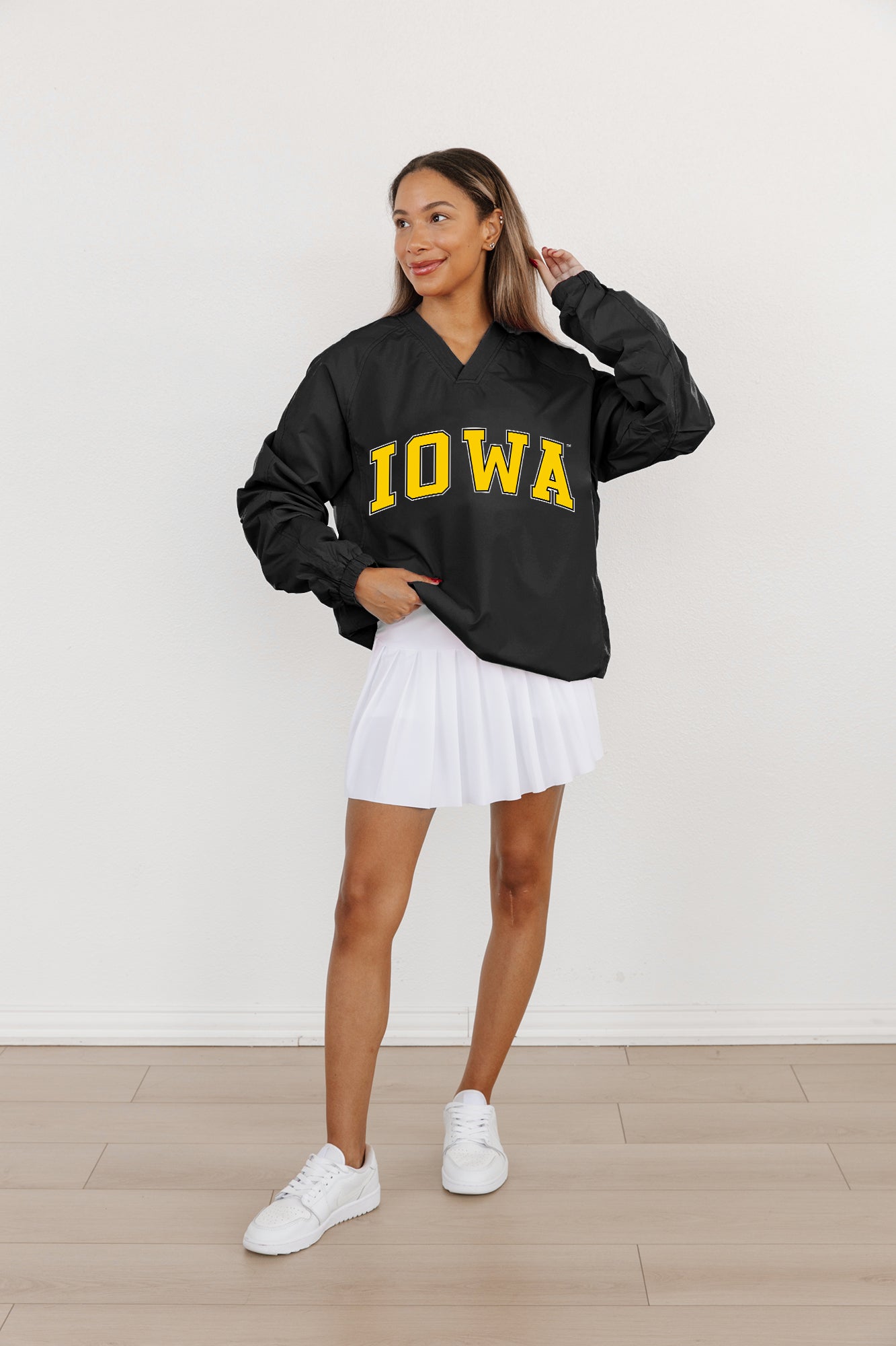 IOWA HAWKEYES VICTORY BOUND CLASSIC V-NECK WIND SHIRT BY MADI PREWETT TROUTT