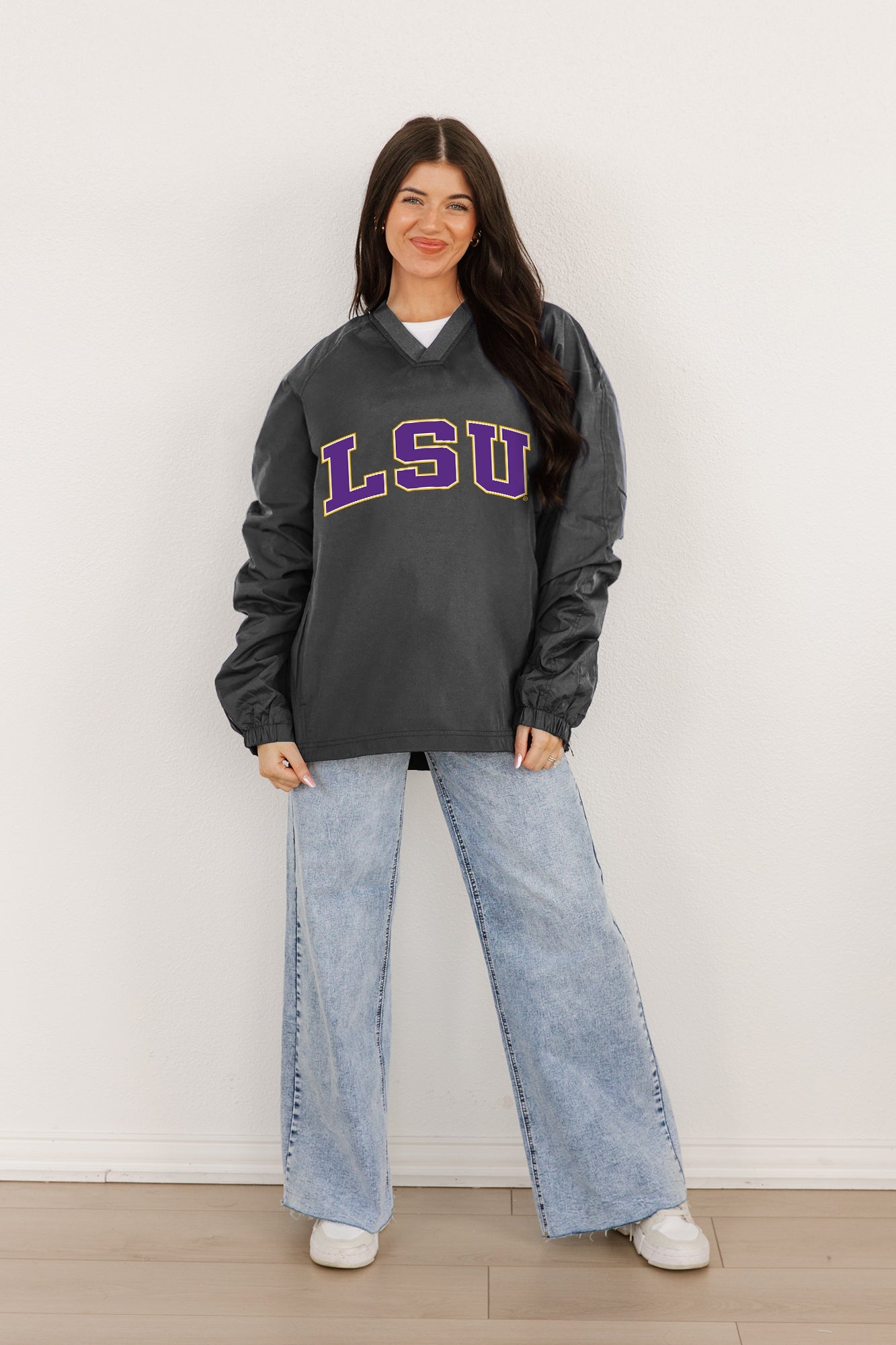 LSU TIGERS VICTORY BOUND CLASSIC V-NECK WIND SHIRT BY MADI PREWETT TROUTT